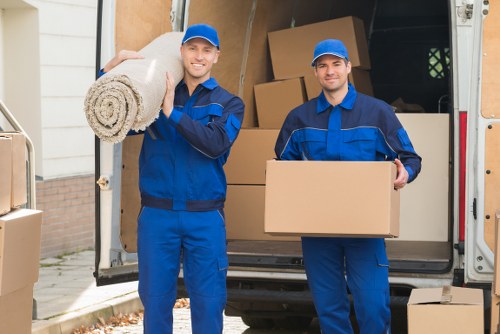 A local van service preparing for a move near Kennington flats